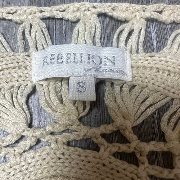 Rebellion Again Cream Boho Crochet Braided Top - Picture 3 of 6